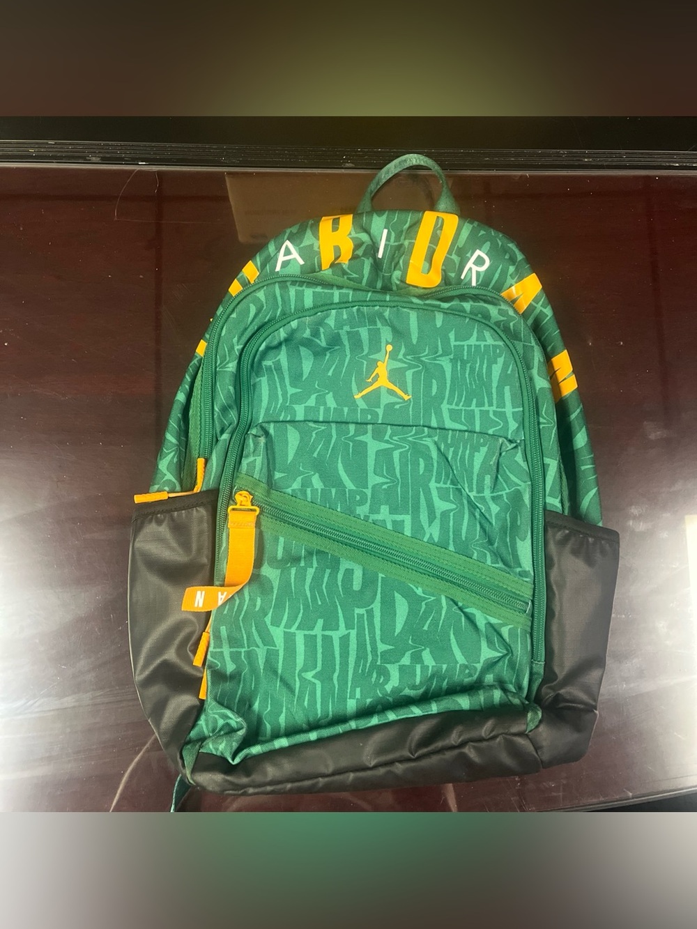 Jordan Air Patrol Backpack Pine Green Zip Up Pockets Orange Bag School Travel